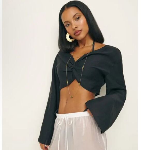 Reformation Keegan Black Crop Top XL NWT - Picture 3 of 4